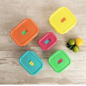 Hermētiska Pusdienu Kastīte Luminarc Pure Box Holy Daudzkrāsains Stikls 1,22 L (6 gb.)