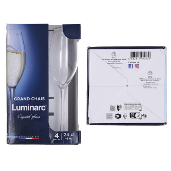 Glāžu Komplekts Luminarc Grand Chais Caurspīdīgs Stikls 240 ml (4 gb.)