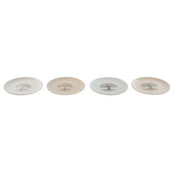Plakans trauks Home ESPRIT Balts Bēšs Keramika Tradicionāls 20 x 20 x 2,5 cm