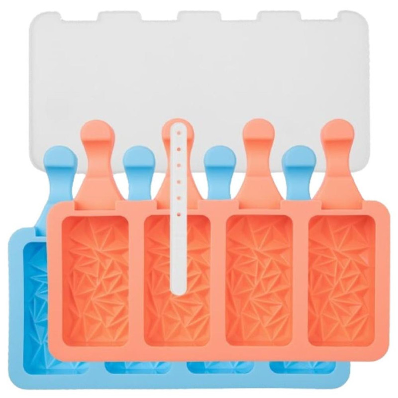 POPSICLE SALDĒJUMA FORMIŅU SET.8PC.., TRIJSTŪRĪŠI, PIPARMĒTRU/PERSIKU KRĀSĀ, SILIKONS, Lurch