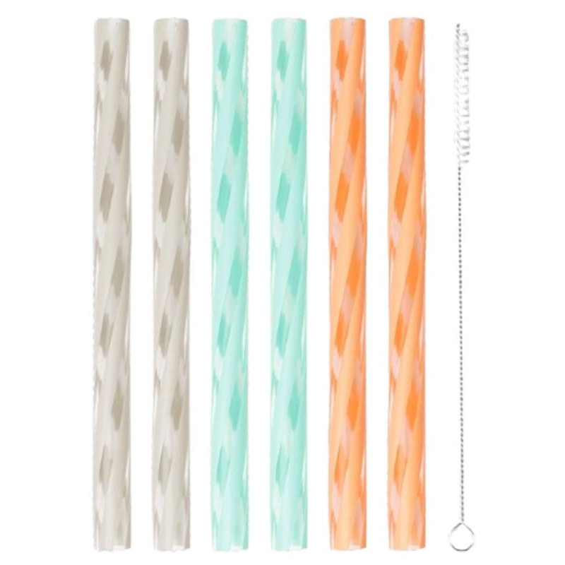 LITTLE LURCH STRAWS SET.6PC.., AR BIRSTĪTI, ASORT.KRĀSĀ, SILIKONS, Lurch