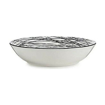 Dziļais šķīvis Strīpas Porcelāns Melns Balts 20 x 4,7 x 20 cm