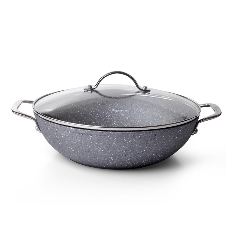 Wok MOON STONE 28x8/3700 ml cm ar stikla vāku (alumīnijs)