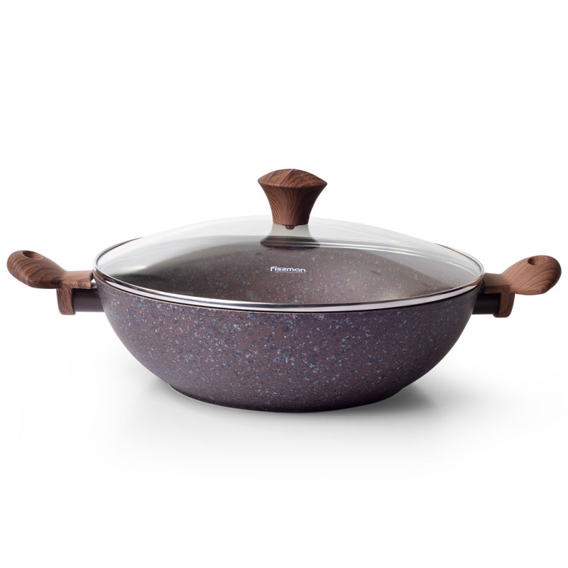 WOK panna MAGIC BROWN 30x9cm ar stikla vāku (alumīnijs)