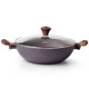 Wok MAGIC BROWN 30x9 cm with glass lid with induction bottom (aluminium with non-stick coating)