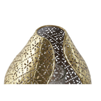 Подсвечник Home ESPRIT Позолоченный Металл Стеклянный 12,5 x 11,5 x 13,5 cm