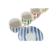 6 krūžu ar šķīvi komplekts Home ESPRIT Dzeltens Zils Zaļš Korāļi Porcelāns Strīpas Vidusjūra 90 ml