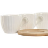 Set of 6 Cups with Plate Home ESPRIT White Natural Bamboo Porcelain 220 ml
