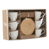 Set of 6 Cups with Plate Home ESPRIT White Natural Bamboo Porcelain 220 ml