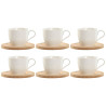 Set of 6 Cups with Plate Home ESPRIT White Natural Bamboo Porcelain 220 ml