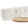 Set of 6 Cups with Plate Home ESPRIT White Natural Bamboo Porcelain 220 ml