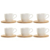 6 krūžu ar šķīvi komplekts Home ESPRIT Balts Dabisks Bambuss Porcelāns 220 ml
