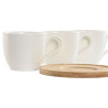 Set of 6 Cups with Plate Home ESPRIT White Natural Bamboo Porcelain 220 ml