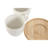 6 krūžu ar šķīvi komplekts Home ESPRIT Balts Dabisks Bambuss Porcelāns 220 ml