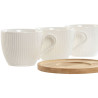 6 krūžu ar šķīvi komplekts Home ESPRIT Balts Dabisks Bambuss Porcelāns 220 ml