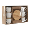 Set of 6 Cups with Plate Home ESPRIT White Natural Bamboo Porcelain 220 ml
