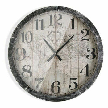 Wall Clock Versa Map World MDF Wood (6,5 x 76,5 x 76,5 cm),,,