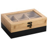 TEA   BOX  21.5x15x8.5CM, 6 SECTIONS , AR MELNU MOTĪVU, BAMBUSS, FSC, Kesper