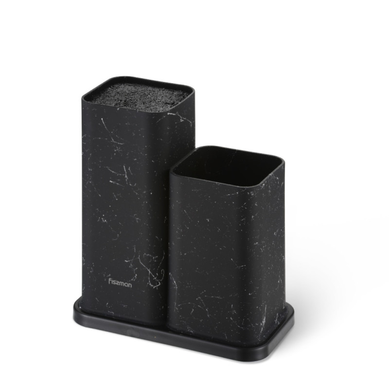 Kitchen knife and utensil organizer 11x11x23+11x11x17 cm, BLACK MARBLE (plastic)