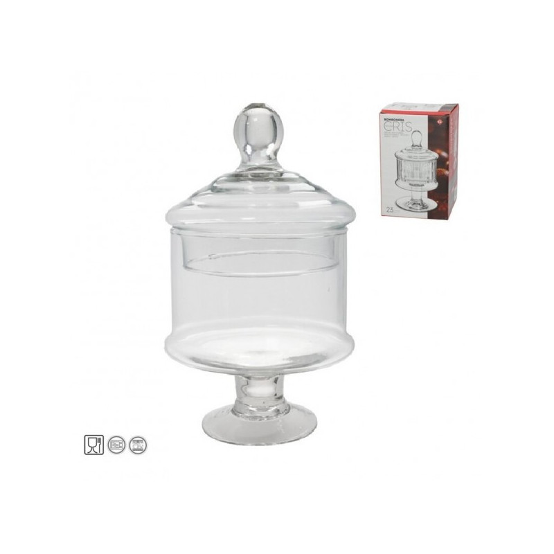 Saldaininė stikl. 12*25cm su kojele/dangt. LISA