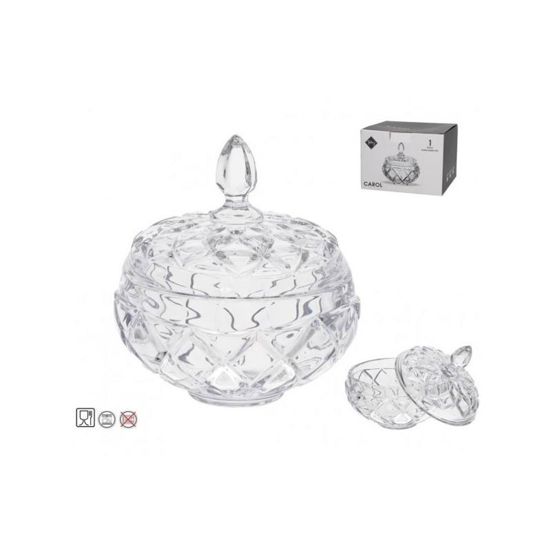 конфетница креманка из стекла. 17*19cm с крышкой CAROL