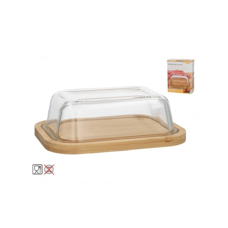 Sviesta trauks med/из стекла. с крышкой 19*14.5*6cm 29295