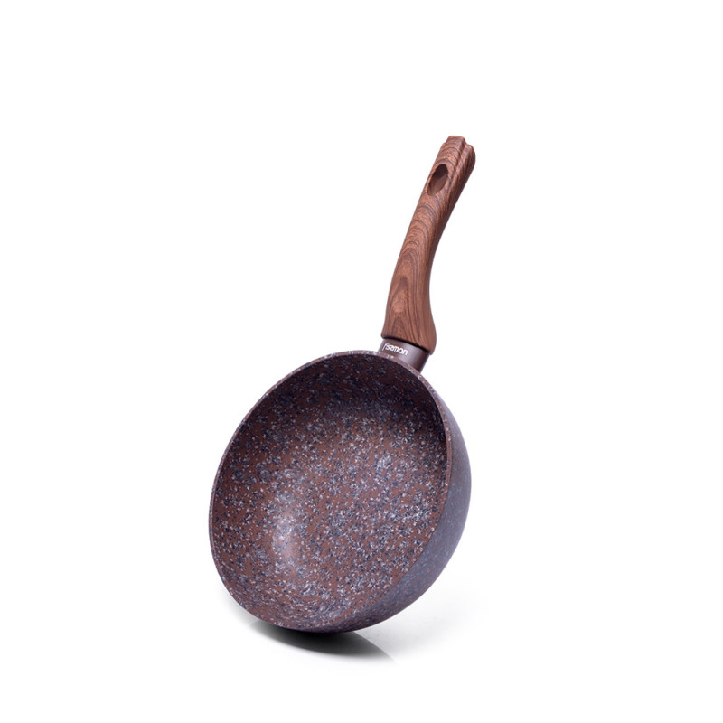 Deep frying pan MAGIC BROWN 20x7.2 cm with induction bottom, CHOCOLATE color (aluminium with non-stick coating)
