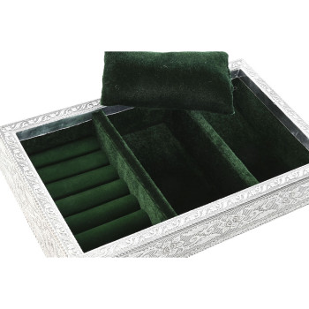 Dėžutė Home ESPRIT Žalia Sidabras Medžio Aliuminis 25 x 15 x 5 cm,,,