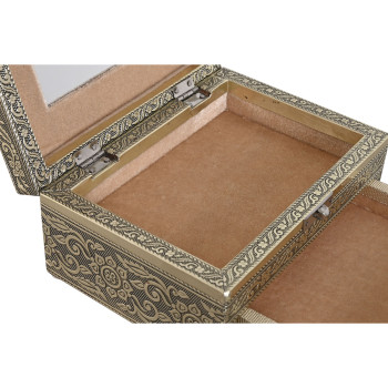 Lādīte Home ESPRIT Balts Šampanietis Koks Alumīnijs 17,5 x 12,5 x 8,5 cm,,,