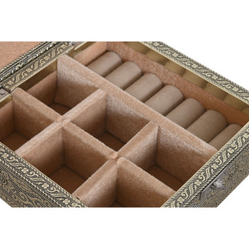 Lādīte Home ESPRIT Balts Šampanietis Koks Alumīnijs 18 x 18 x 6 cm,,,