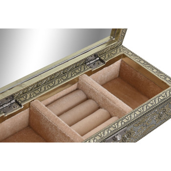 Lādīte Home ESPRIT Balts Šampanietis Koks Alumīnijs 22,5 x 10 x 6,5 cm,,,