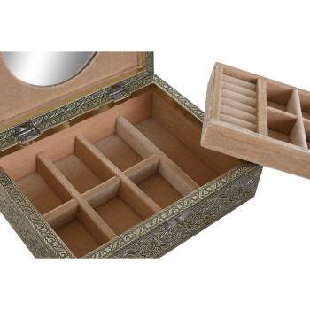 Lādīte Home ESPRIT Balts Šampanietis Koks Alumīnijs 22,5 x 17,5 x 7,6 cm,,,