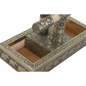 Lādīte Home ESPRIT Balts Šampanietis Koks Alumīnijs 20 x 10 x 18 cm,,,