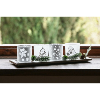 Jõuluküünla Hoidja Home ESPRIT Valge Punane 40 X 9 X 13,5 cm (5 Tükid) (2 Ühikut),,,