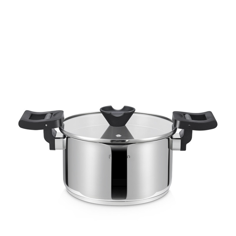 Stockpot TITANIA 18x11 cm / 2.5 LTR with glass lid (stainless steel)