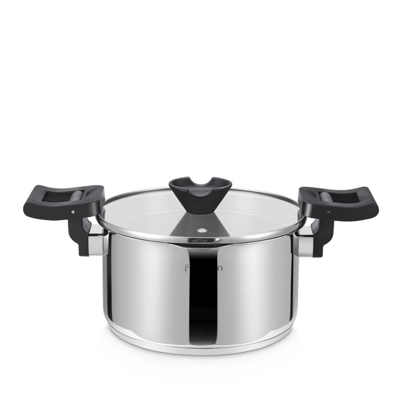 Stockpot TITANIA 20x12 cm / 3.5 LTR with glass lid (stainless steel)