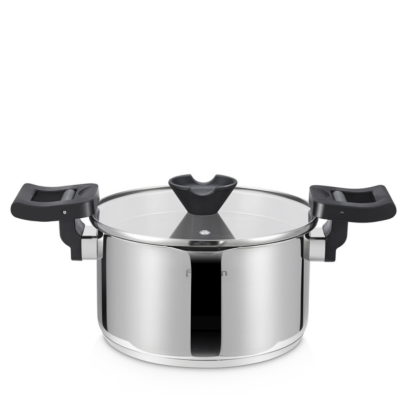 Stockpot TITANIA 22x13 cm / 4.5 LTR with glass lid (stainless steel)