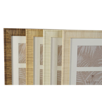Photo frame Home ESPRIT White Brown Beige Natural Crystal polystyrene Scandinavian 26 X 2 X 44 cm (4 Units),,,