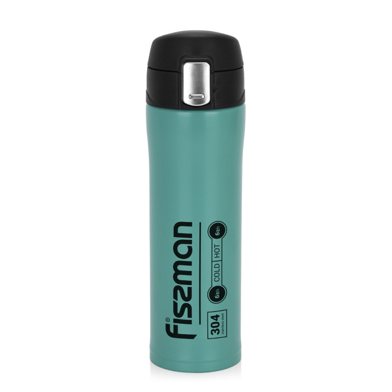 Double wall vacuum travel mug 450 ml Aquamarine color (stainless steel), art. 9880