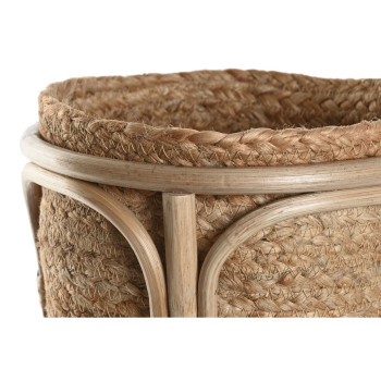 Set of Planters Home ESPRIT Natural wicker Fibre 28 x 28 x 38 cm (2 Pieces),,,