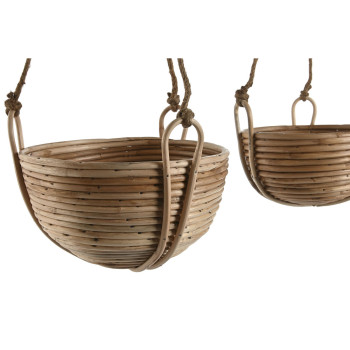 Set of Planters Home ESPRIT Natural wicker Rope 31 x 31 x 23 cm (3 Pieces),,,