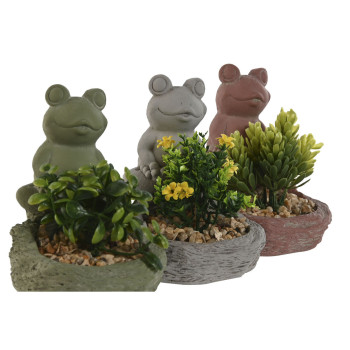 Декоративное растение Home ESPRIT полиэтилен Цемент Лягушка 9 x 9 x 13 cm (3 штук)