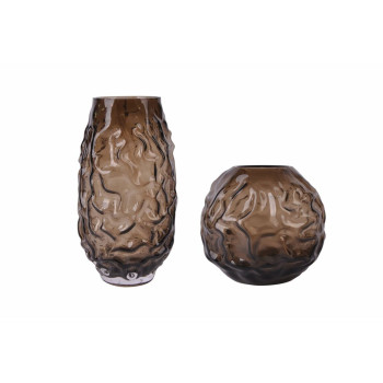 Vaas Home ESPRIT Tumepruun Kristall Kaasaegne 21,5 x 21,5 x 19 cm,,,