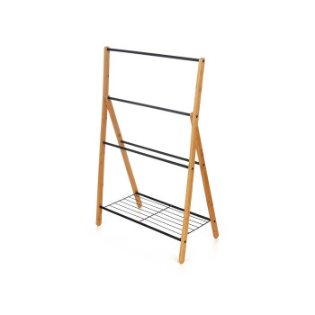 Pastatomoji rankšluosčių kabykla Kipit B7816 Juoda Metalinis Bambukas 60 x 90 x 37 cm 4 vnt.,,,