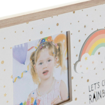 Fotoraam DKD Home Decor Vikerkaar Roosa Valge Laste Puit MDF (25 x 1 x 16 cm) (2 Ühikut),,,