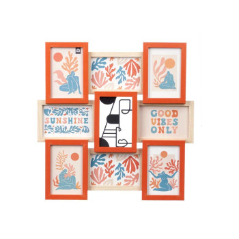 Photo frame 411408B Multicolour Metal MDF Wood (6 Units),,,