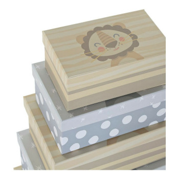 Dekoratīvās Kastes Komplekts DKD Home Decor Daudzkrāsains Kartons Bērnu Lauva 41 x 28 x 18,5 cm 6 Daudzums,,,