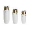 Set of 3 Vases Home ESPRIT White Golden Metal 21 x 21 x 55 cm (3 Pieces),,,