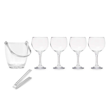 Ledus Spainis Vivalto 11444 Caurspīdīgs Metāls Stikls 14,5 x 12 x 12,5 cm 4x (10,5 x 20 cm) Vīna glāzes (2 gb.)