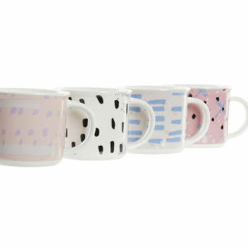 Кружка Mug DKD Home Decor Чёрный Синий Розовый Белый Керамика (310 ml) (4 штук)